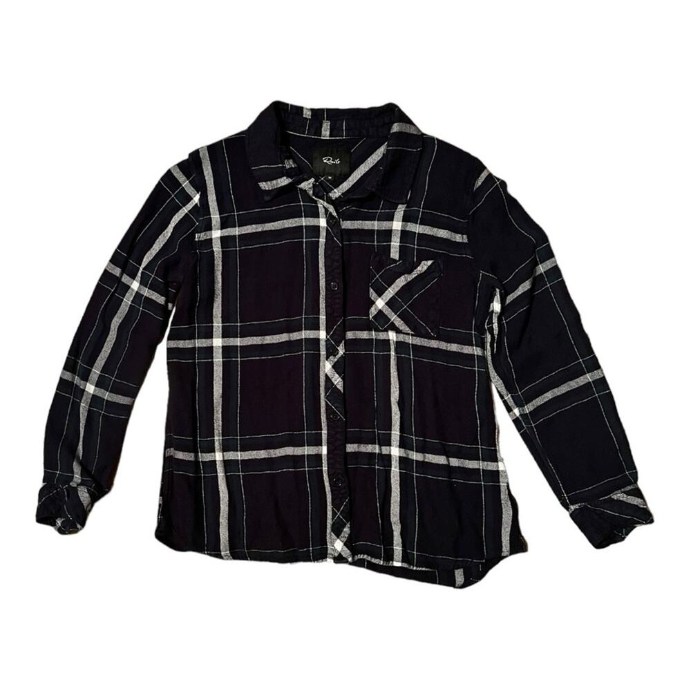 RAILS Hunter Plaid Flannel Button-Down Shirt Midnight Forest Green Blue Sz M